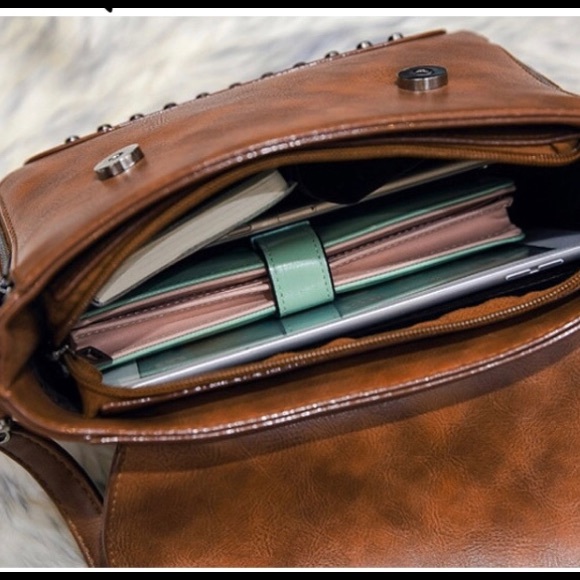 Brown studded shoulder bag,cross body,Steampunk - Picture 4 of 8